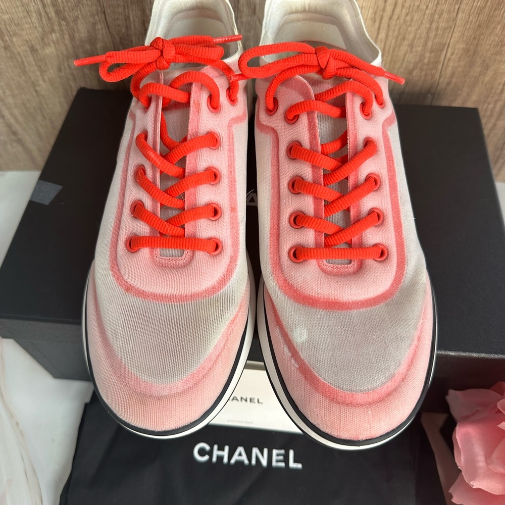 Chanel Mesh Women's Pink Sneakers Size 41 - Picture 2 of 4